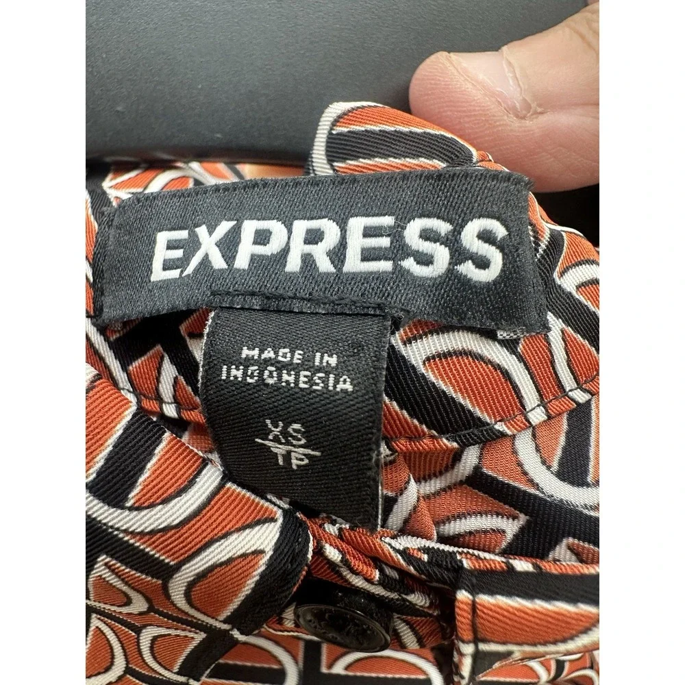 EXPRESS Brown Black Button Down Long Sleeve Shirt‎ Size XS Multicolor